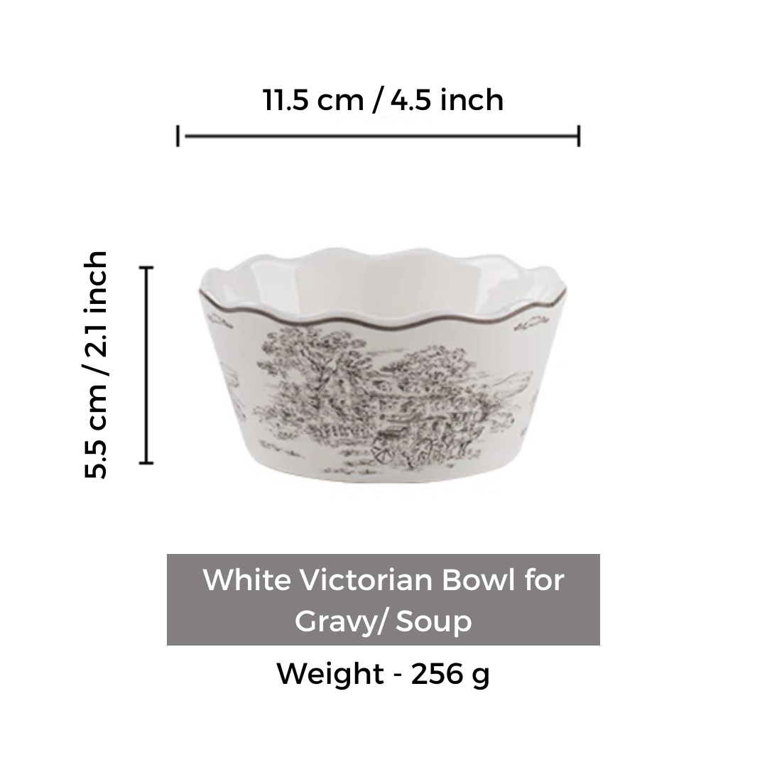 Victorian White Ceramic Pasta and Soup Bowl