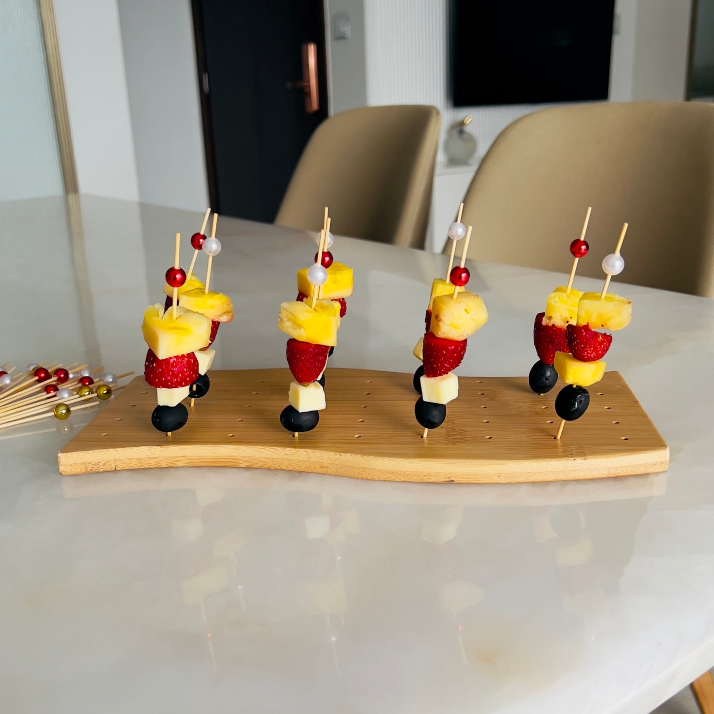 Wooden Skewer Board with Picks for Party