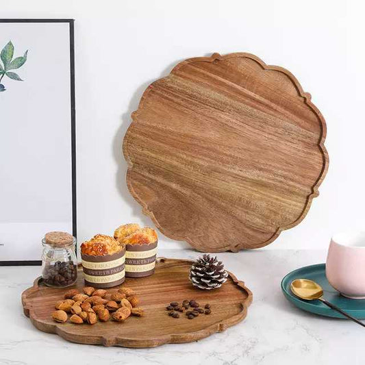 Wooden Tray for Serving - Lotus shape