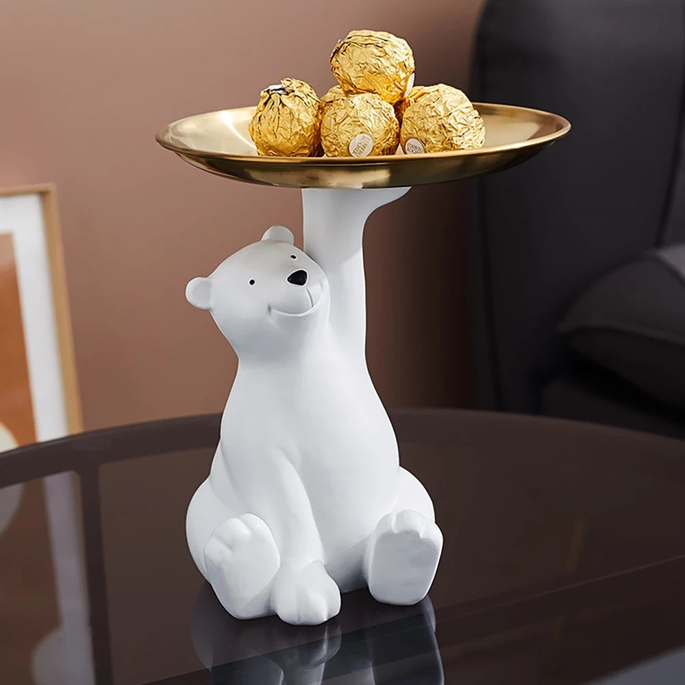 Bear Sitting Sculpture and Vanity Tray