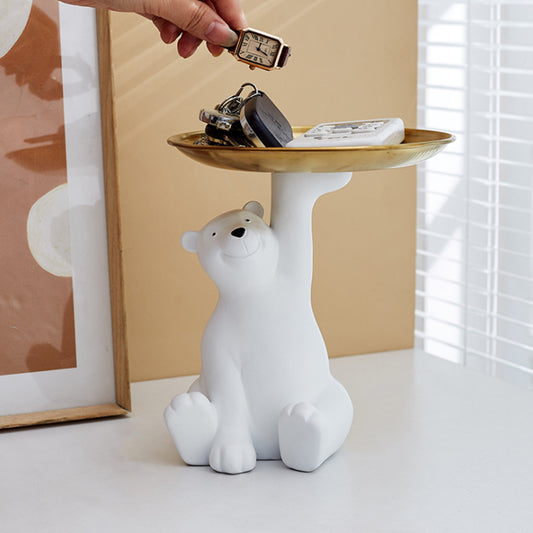 Bear Sitting Sculpture and Vanity Tray