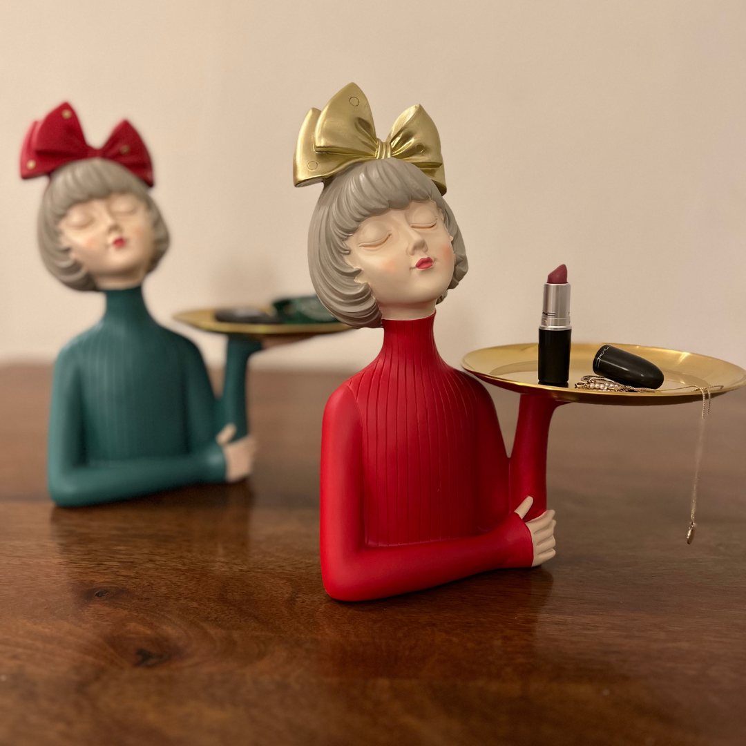 Girl Sculpture Tray - Red