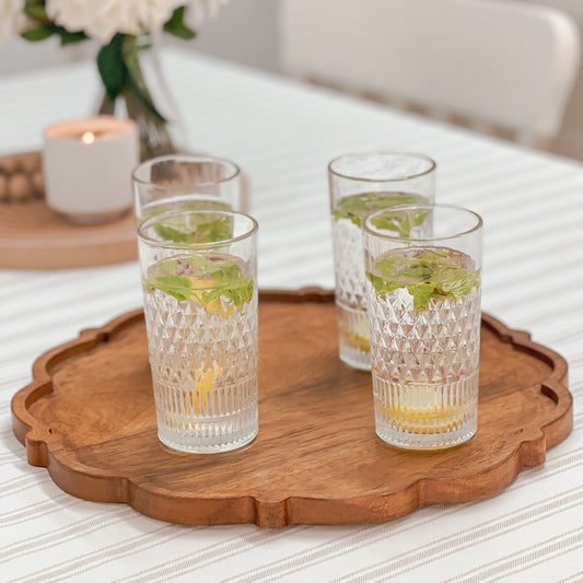 Wooden Tray for Serving - Lotus shape