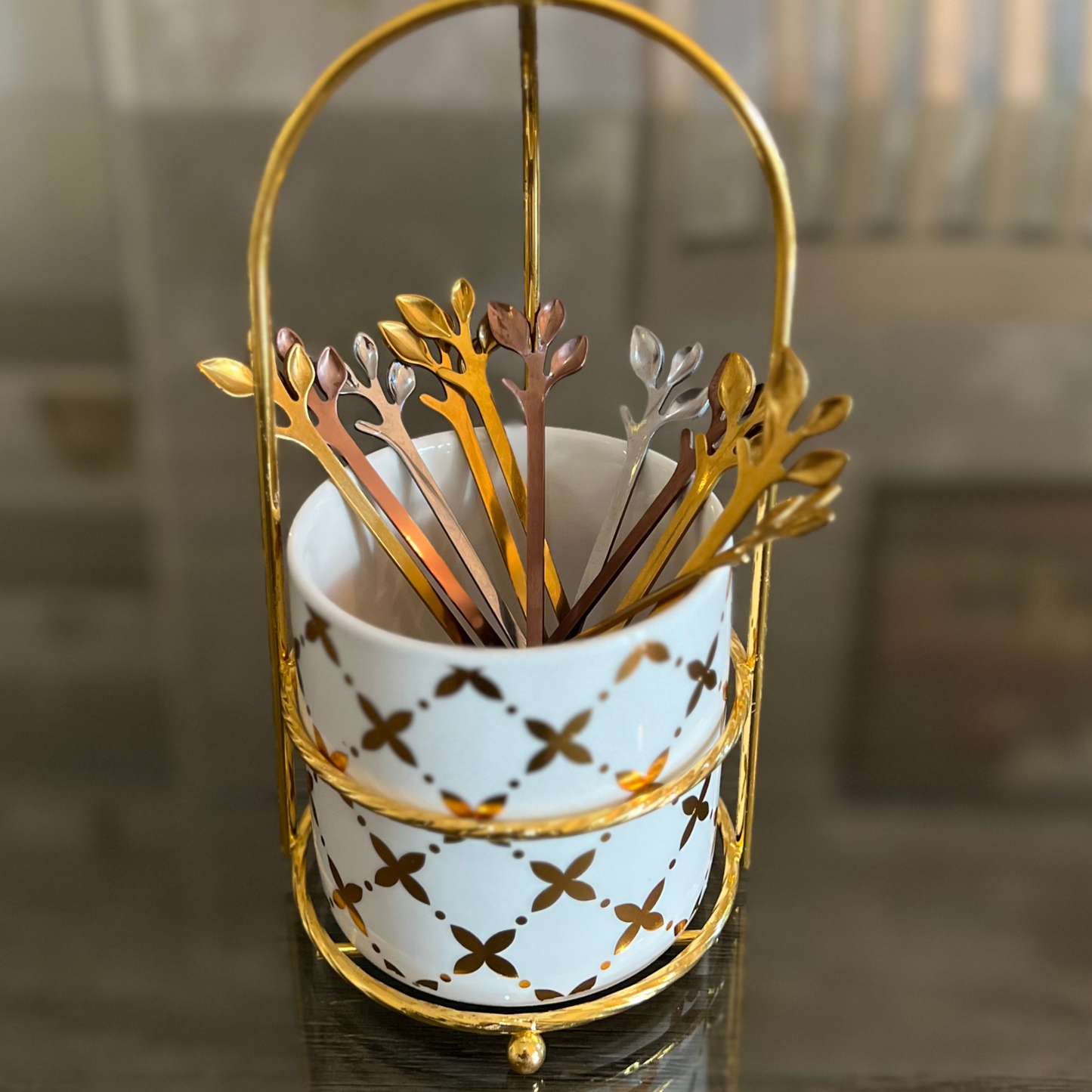 Leaf Tea Spoons & Fruit Forks - Rose Gold & Gold Combo