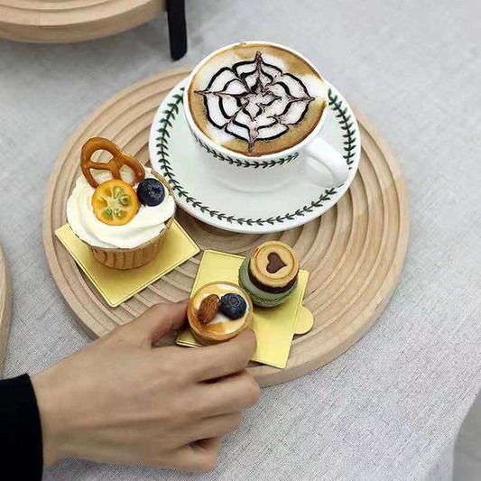 Round Wooden Carved Tray