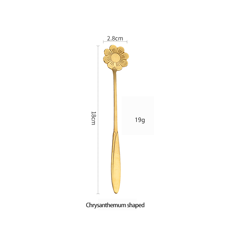 Spoon Stirrer- Flower - Gold SS
