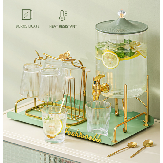 19-Piece Water Dispenser Set with Glasses and Accessories