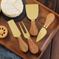 Luxury 5 Piece Cheese Knife Set with Magnetic Wooden Block | Gold & Silver Stainless Steel with Wooden Handle