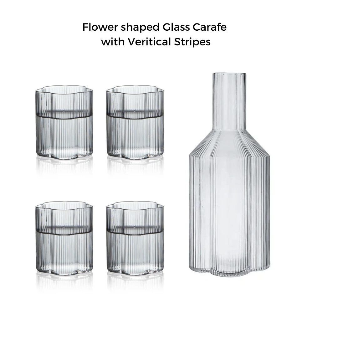 Flower Shaped Bedside Carafe with Matching Glasses – Customizable Water Pitcher Set