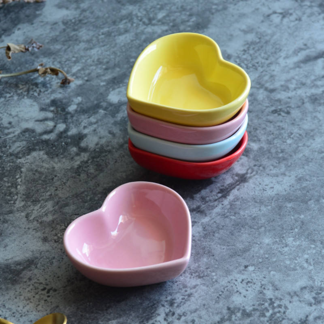 Heart Shaped Porcelain Dip Bowl – 4 Colors | Luxury Serveware