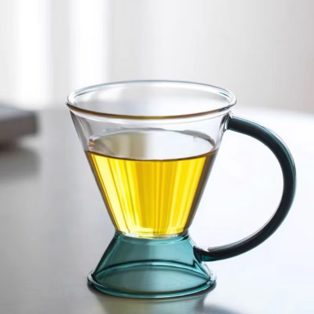 Green Borosilicate Glass Teapot Set – Luxury Heat Resistant Glass Teapot with 2 Cups (Set of 3)