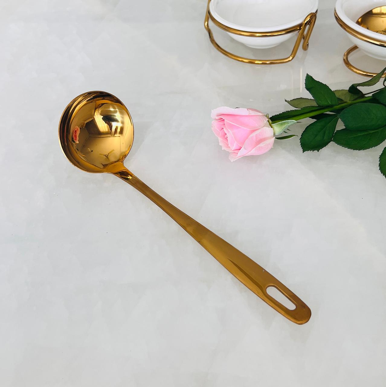 Gold Serving Spoon & Ladle - 1 Large piece - Stainless Steel Kadchi