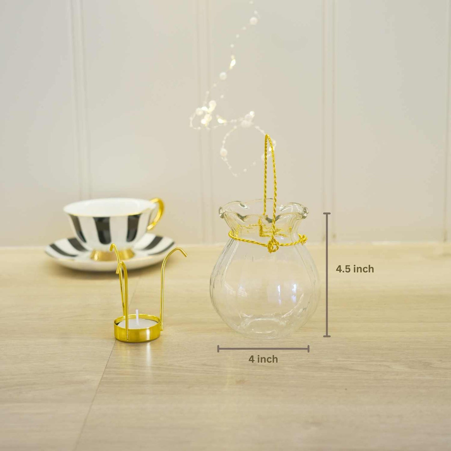 Hanging Tealight Candle Holder Lantern with Glass Vase