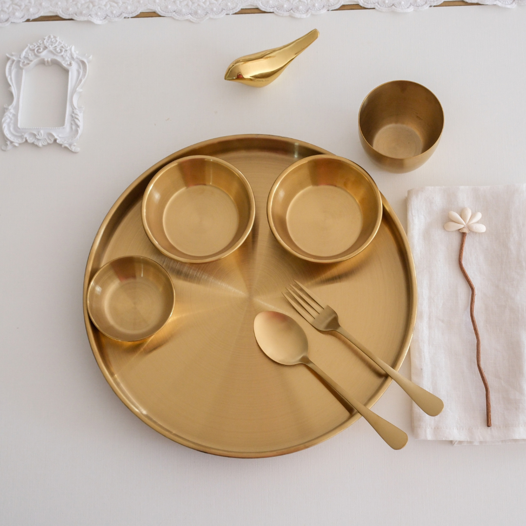 12-inch-matte-gold-thali-dinner-plate-with-spoon-and-fork