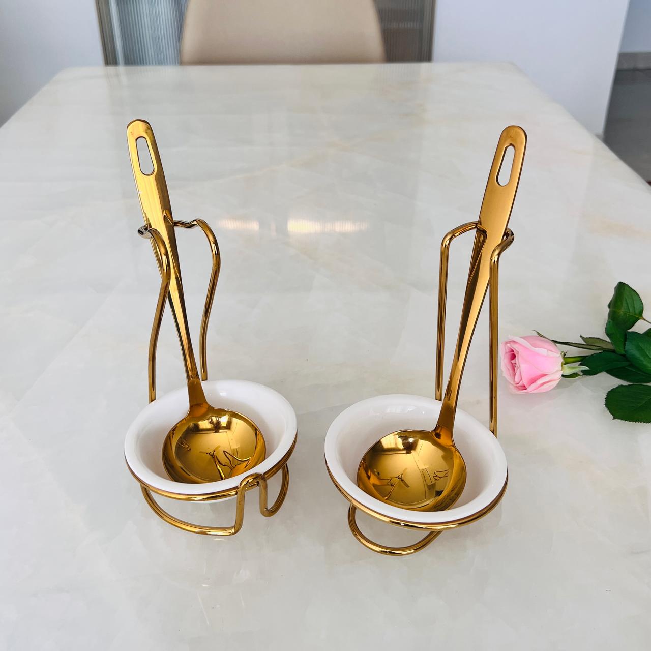 Gold Serving Spoon & Ladle - 1 Large piece - Stainless Steel Kadchi