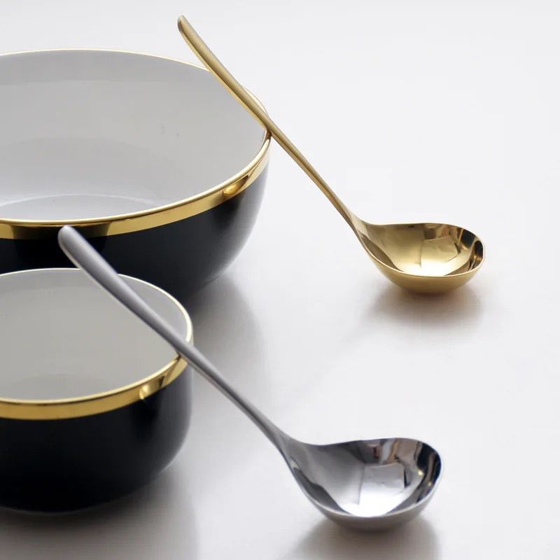 Gold Ladle for Gravy & Dal - 20 cm - Stainless Steel Serving Spoon Kadchi