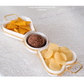 Premium ceramic heart serving platter with three bowls and elegant gold stand.