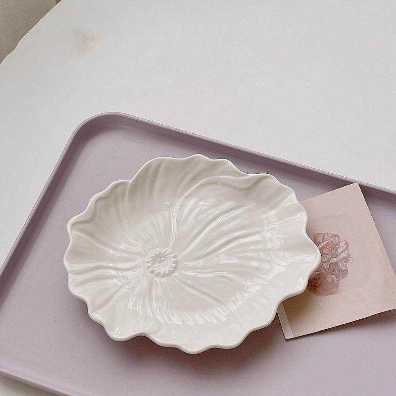 French Embossed Snack Plate - 6 inch Cherry Blossom shape