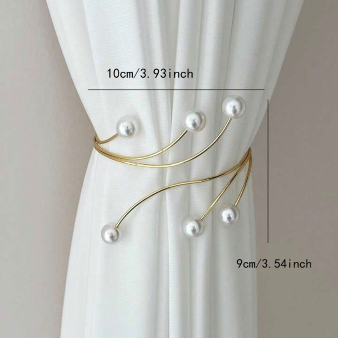 Curtain Accessory - Golden Ring Curtain Tieback with 6 Pearls