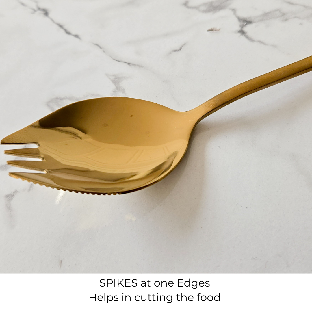 Set of 6 Sporks | 3-in-1 Spoon-Fork-Knife | Gold | Silver | Stainless Steel
