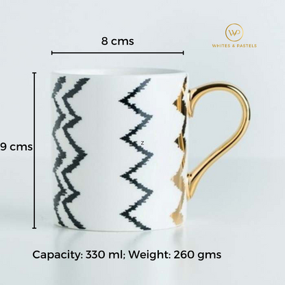Gift Set - Coffee Mug with Gold Handle - Geometric