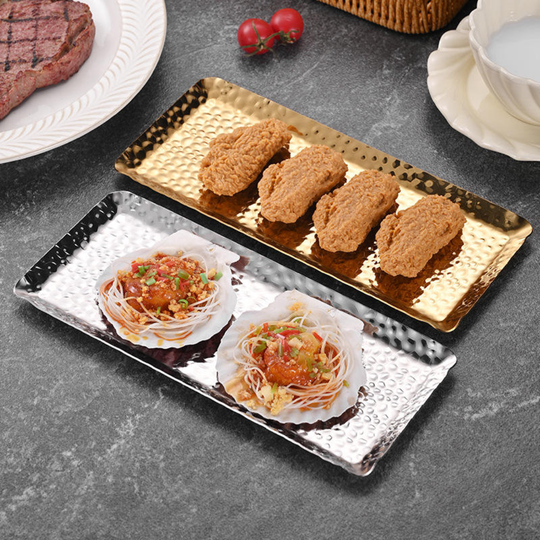Hammered Snack Platter | Gold | Silver | Stainless Steel
