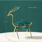 Ash Tray in gold frame - Standing Reindeer - Green