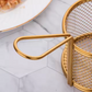 Mini Stainless Steel Snack Basket with Handle – Gold & Silver | Frying & Serving Basket for Finger Food