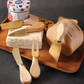 6-Piece Cheese Knife Set with Wooden Holder – Gold & Silver | Stainless Steel Knives with Wooden Handles for Cheese & Dips