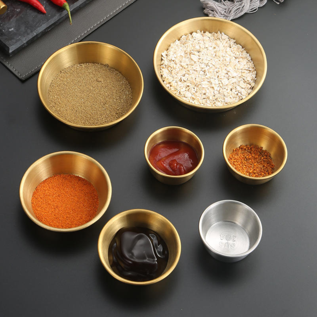 Set of 2 Stainless Steel Dip Bowls with Lids – 40ml & 70ml | Gold & Silver Finish