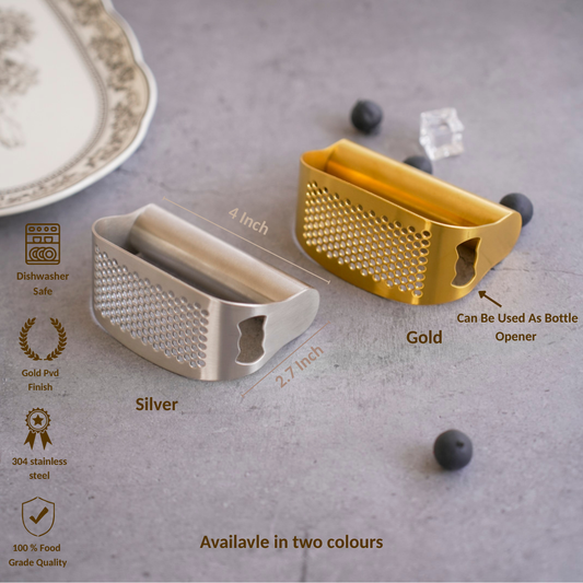 Garlic Press & Masher – Gold & Silver | 304 Stainless Steel