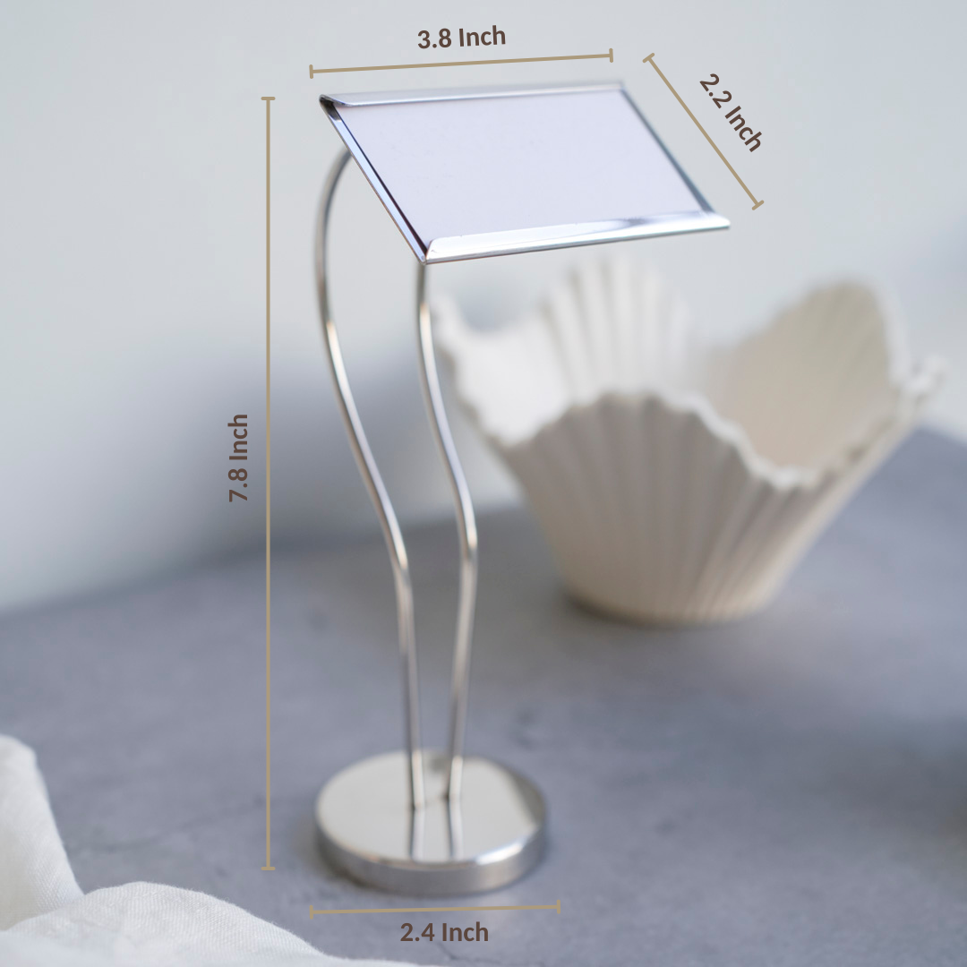 Luxury Metal Buffet Dish Name Stand – Gold & Silver | 8-Inch Table Display Stand for Events, Restaurants & Home Entertaining