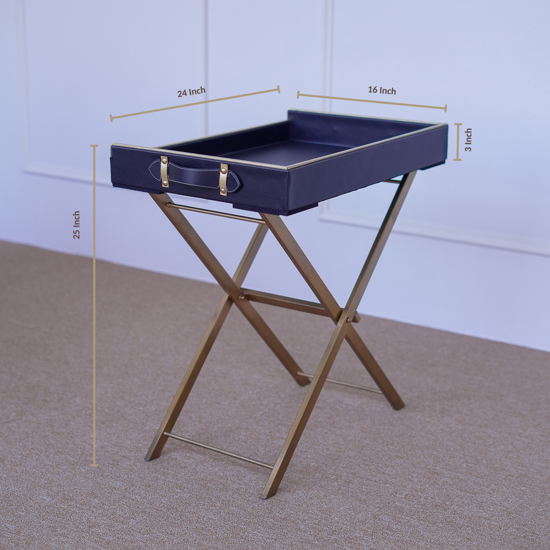 Luxury foldable tray table for serving drinks and snacks