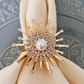 Luxury Sun-Shaped Gold Napkin Rings – Ultra-Luxurious Design with Stonework (Set of 4/6/8)