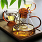 Amber Glass Teapot Set with 2 Cups – Luxury Borosilicate Tea Set (Set of 3)