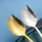 Set of 6 Spork - Spoon plus Fork - Stainless Steel - Gold Silver