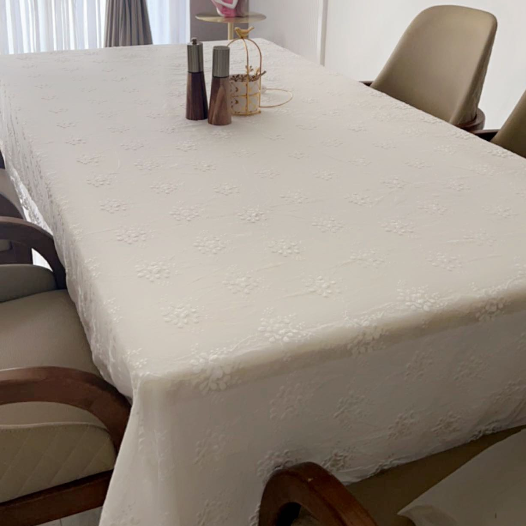 Dining Tablecloth - European Embroidered - White