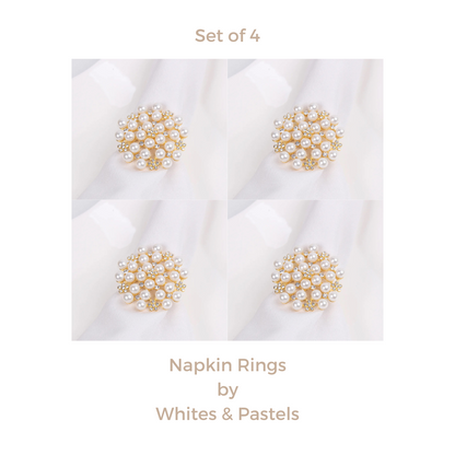 Gold Napkin Rings with Pearl & Stonework – Set of 4, 6, or 8