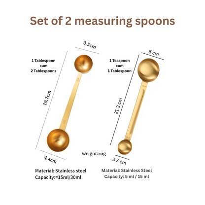 Double-Sided Measuring Spoon – Gold & Silver | Baking Spoon Set (15ml, 30ml, 5ml)