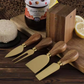 Luxury 5 Piece Cheese Knife Set with Magnetic Wooden Block | Gold & Silver Stainless Steel with Wooden Handle