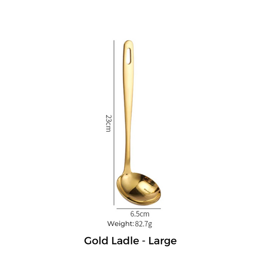 Gold Serving Spoon & Ladle - 1 Large piece - Stainless Steel Kadchi