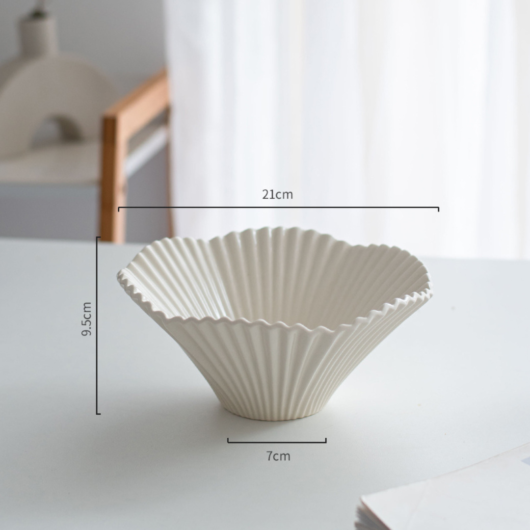 Embossed White Porcelain Serving Bowl – Luxurious Paper Fold Style - 2 sizes