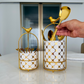 Cutlery Stand - Large size - White & Gold - Multipurpose Dining and Home Decor Organizer