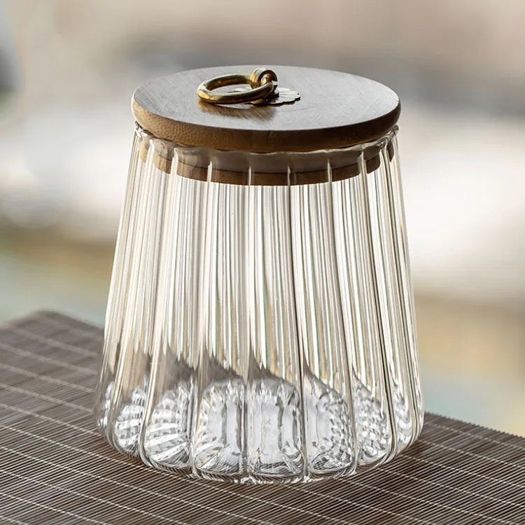 Fluted Straight Ribbed Airtight Snack Glass Jars