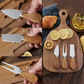 4-Piece Cheese Knife Set with Wooden Cheese Board – Heart, Thin & Fork Knife | Premium Gold & Silver Finish for Charcuterie & Gifting