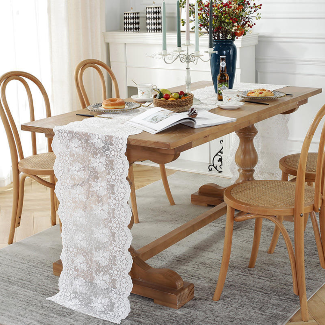 White Table Runner with European Embroidery | 2 sizes