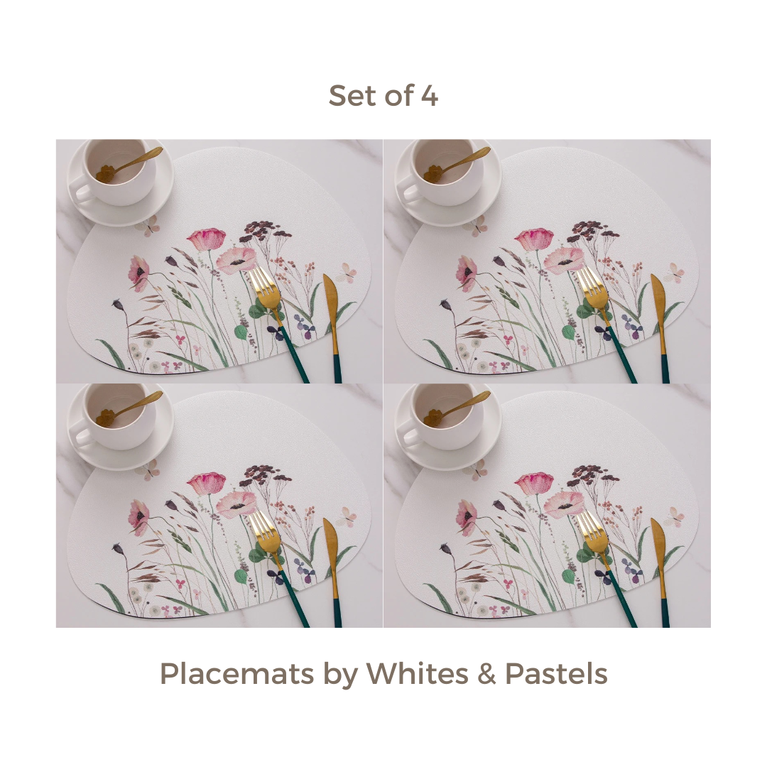 Placemats for dining table - White & Pink - Set of 4 / Set of 6