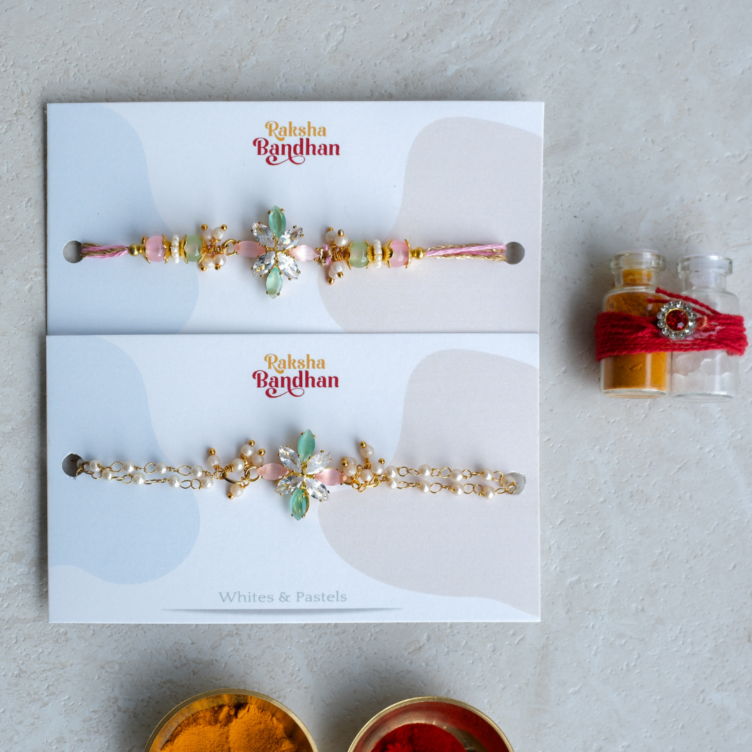 Floral Crystal Rakhi Set | Free with order value above Rs.3200