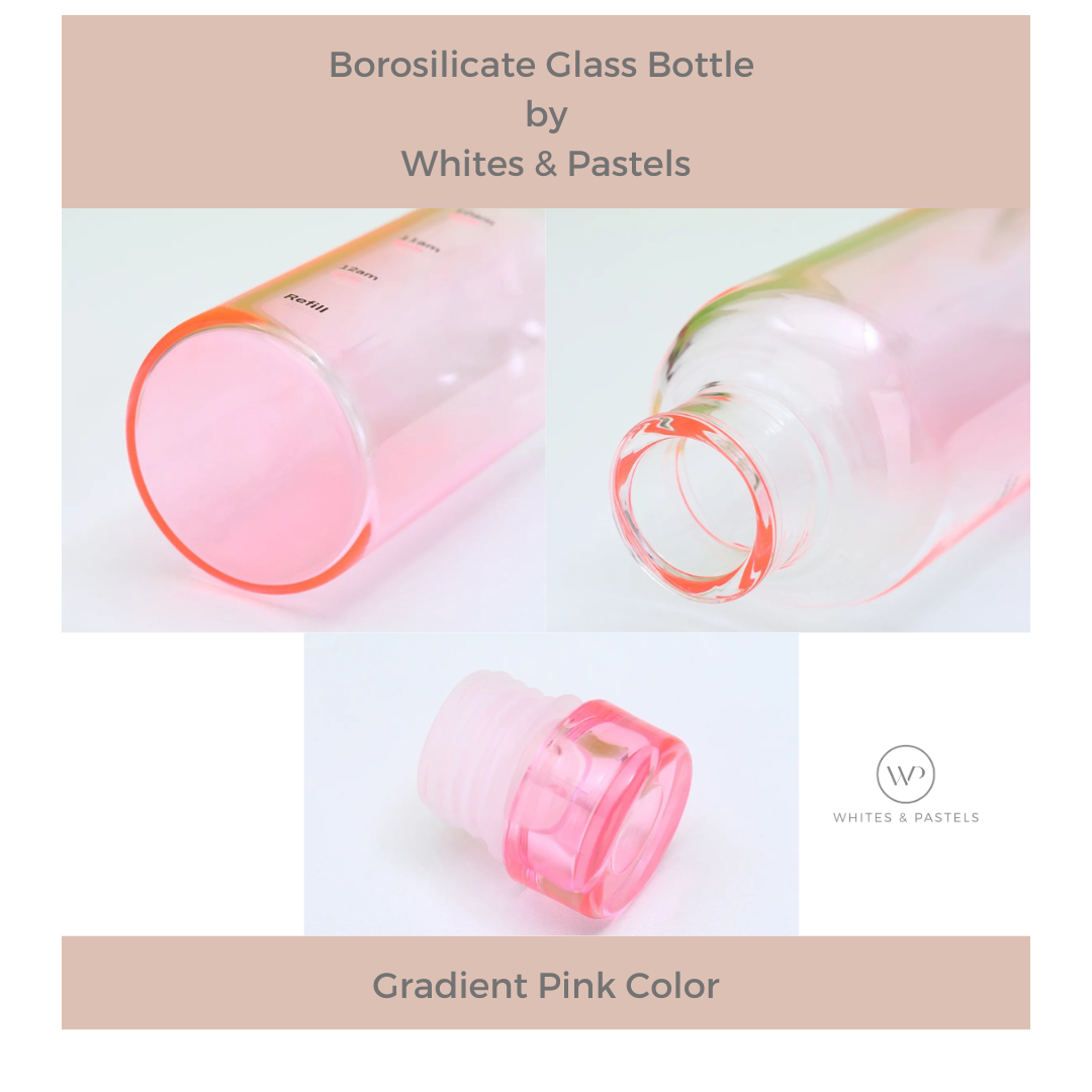 Borosilicate Glass Water Bottle (500ml) – Pink & Green Gradient