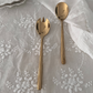 Serving Spoon and Serving Fork Set - Gold Stainless Steel